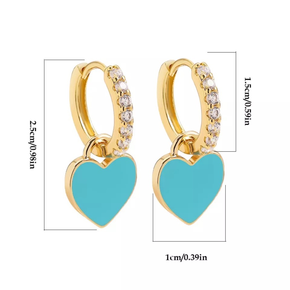 Anthro Nano 1Pair Heart Turquoise Gold Micro Hinges Earrings - Picture 2 of 16